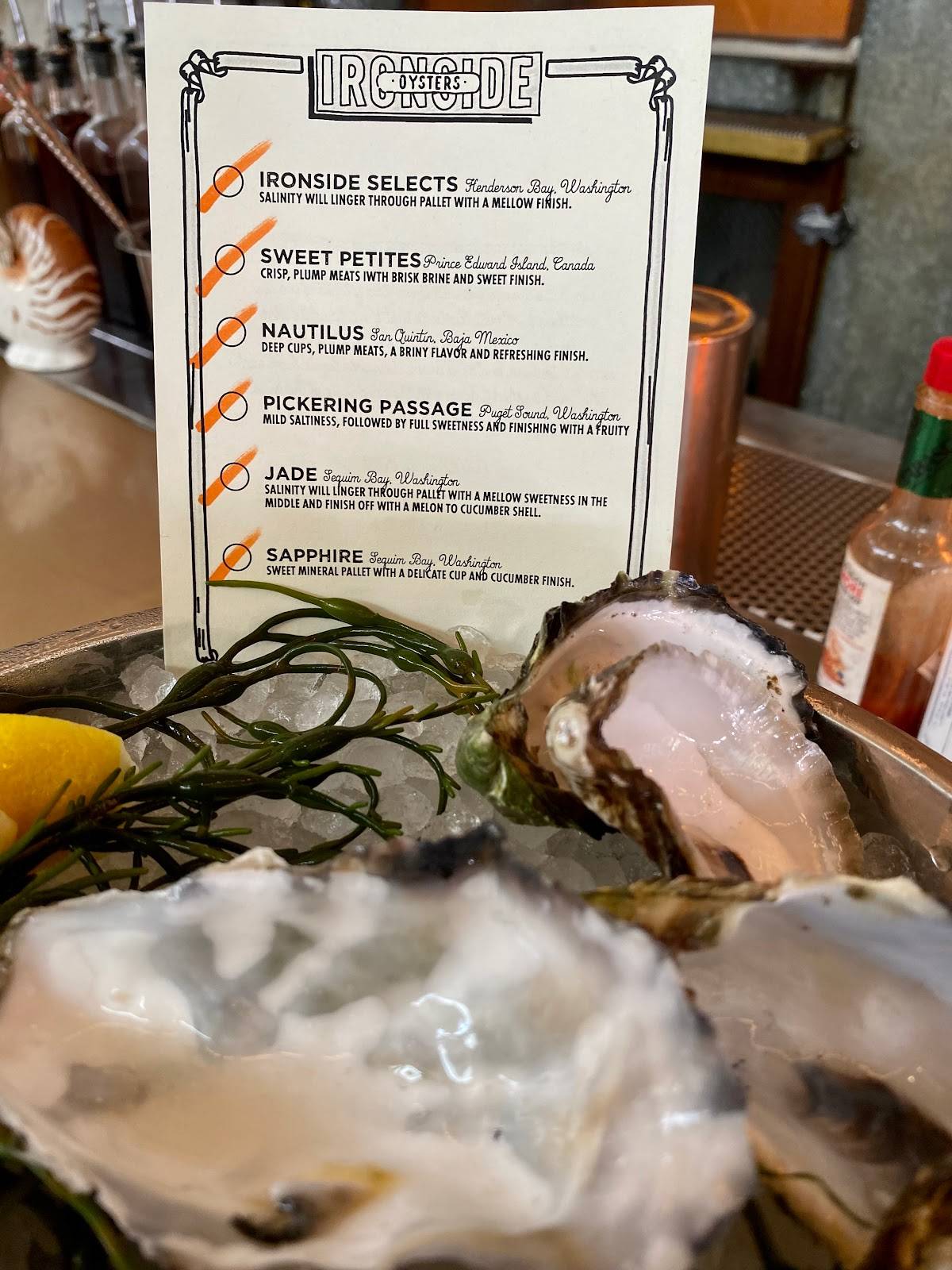 Menu at Ironside Fish & Oyster Bar, San Diego, India St