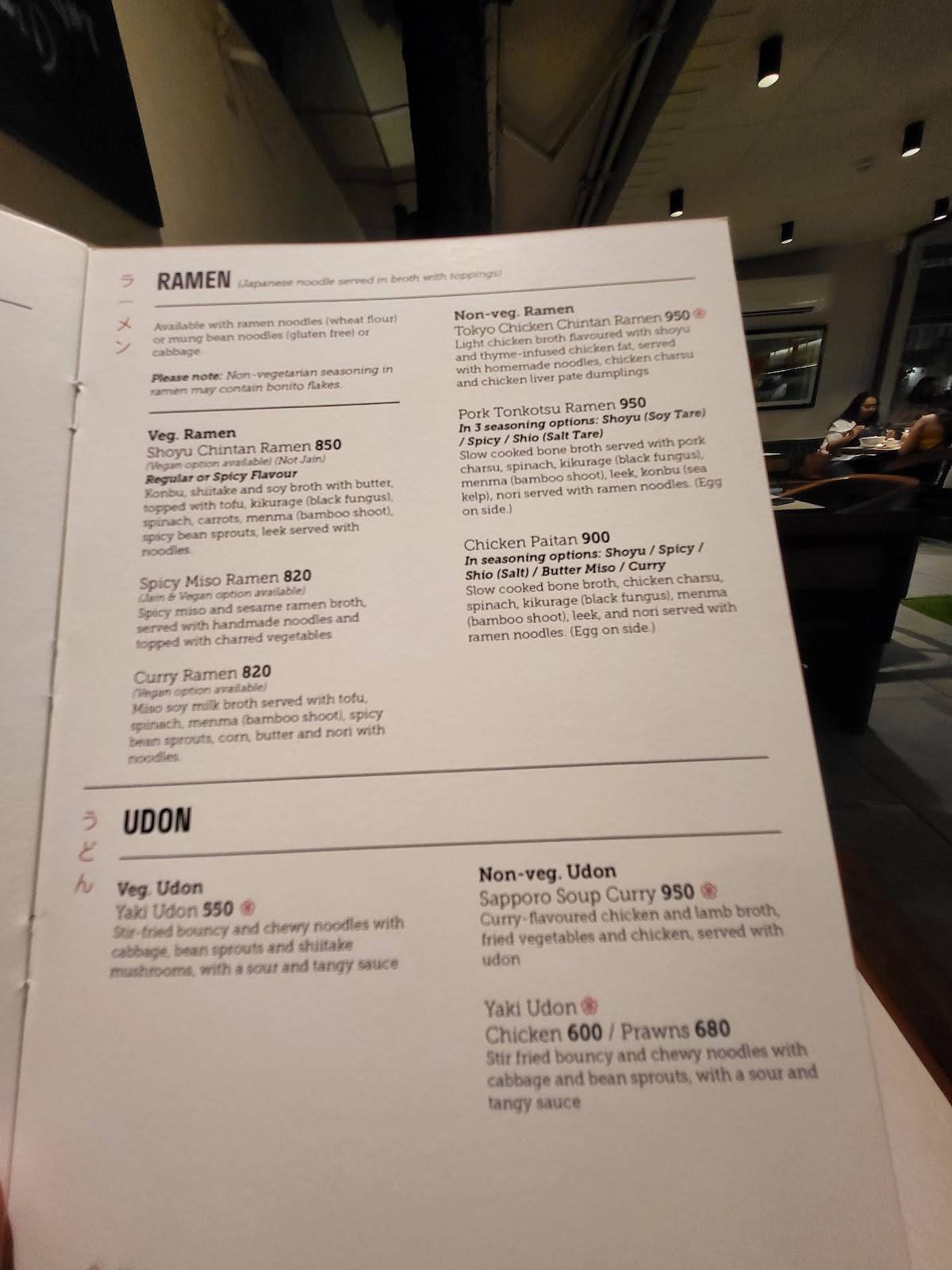 Izumi Bandra menu
