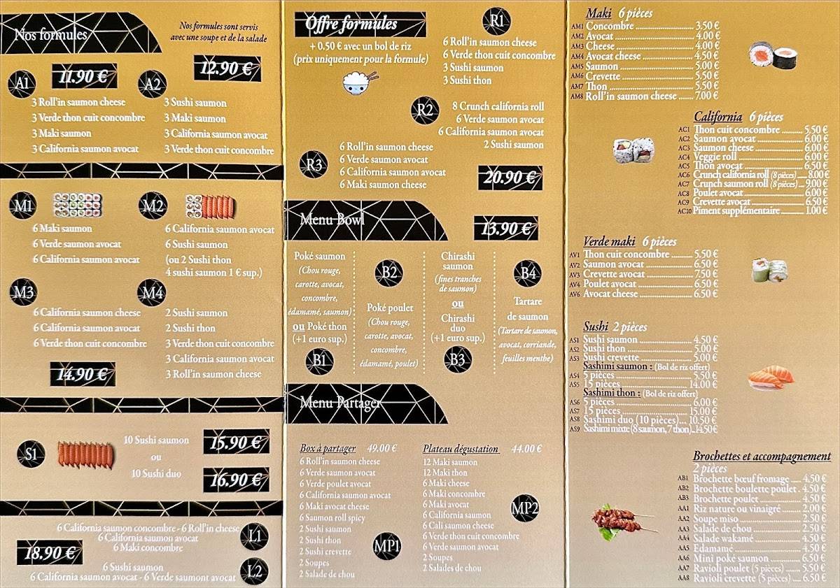 Menu de J sushi Rouen