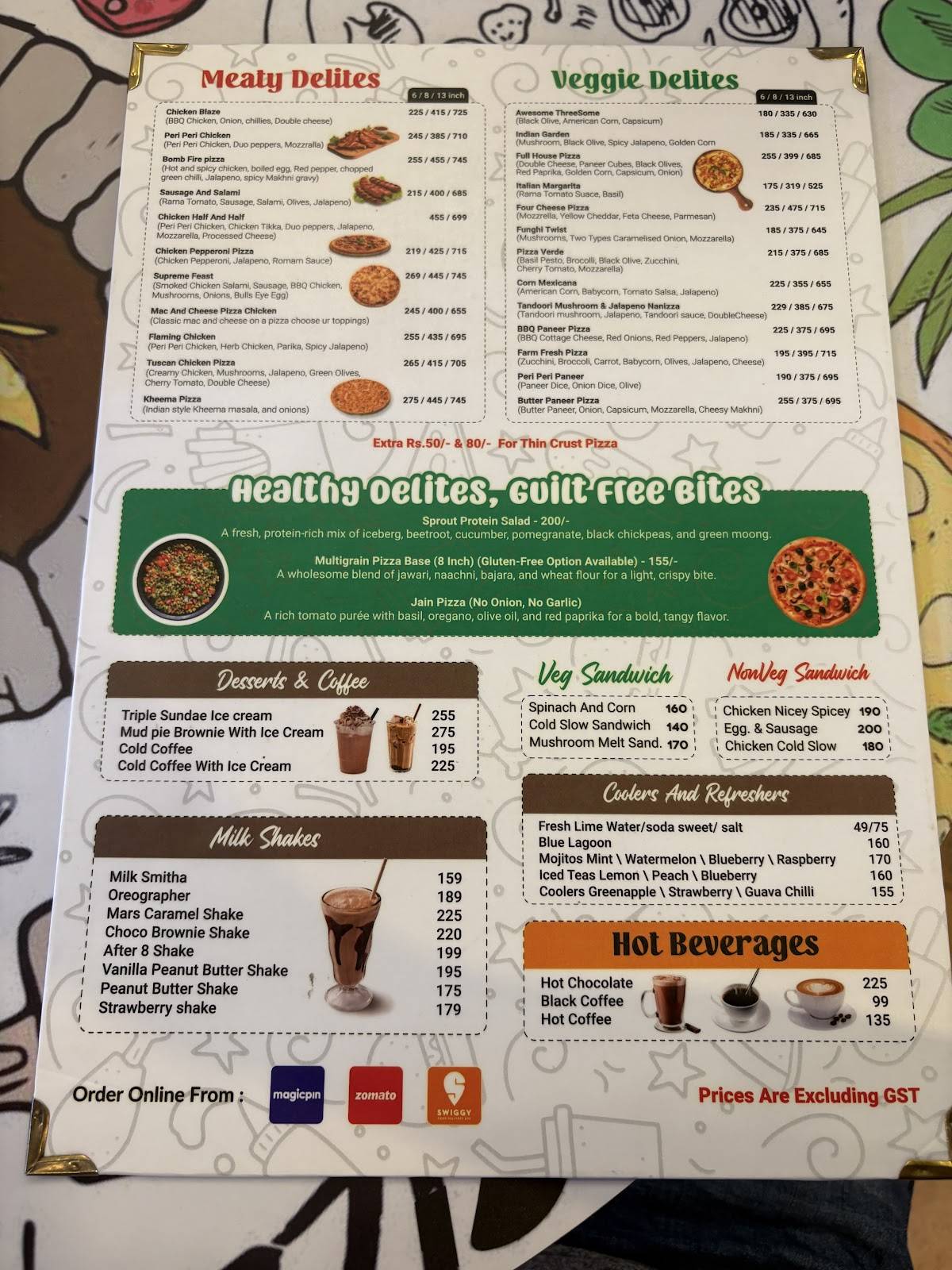 J3 pizza menu