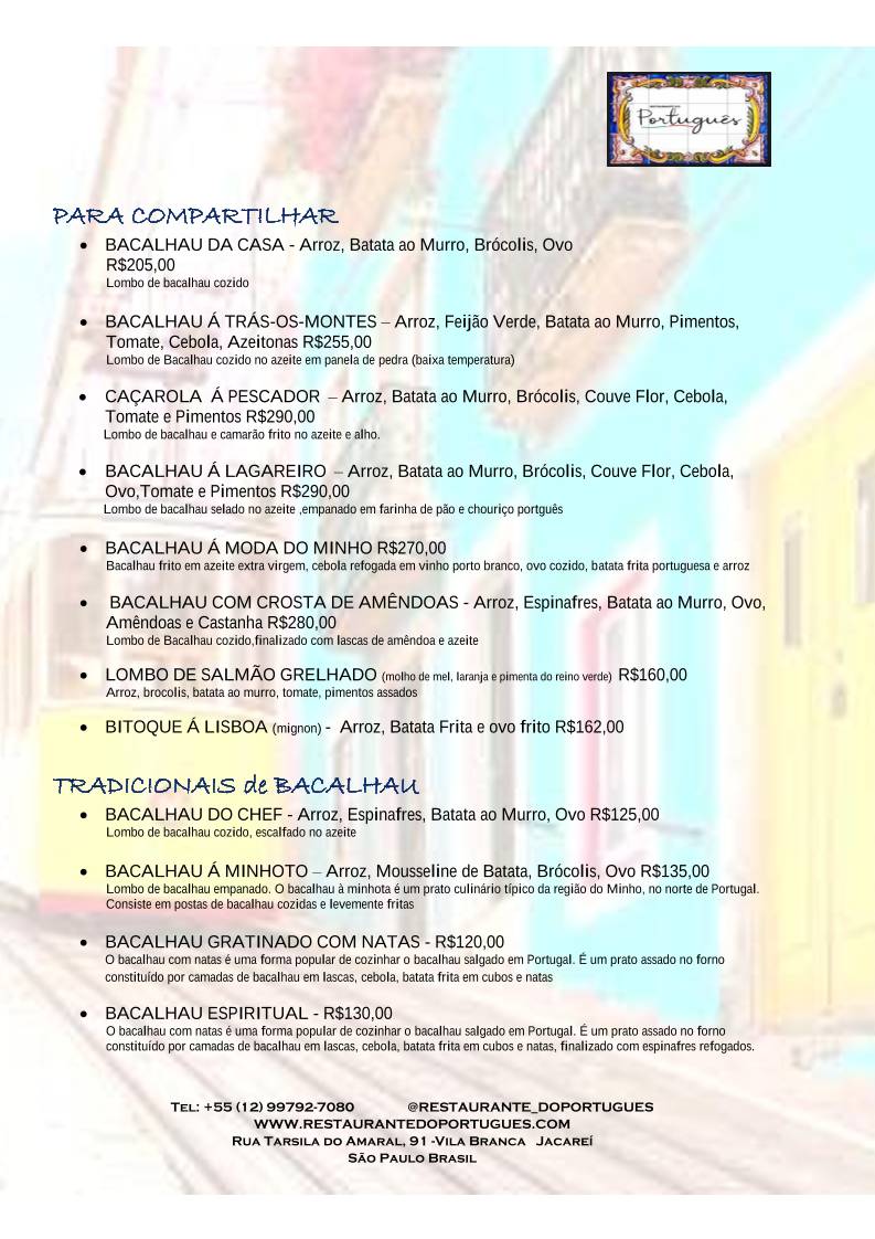 Restaurante Do Português cardápio