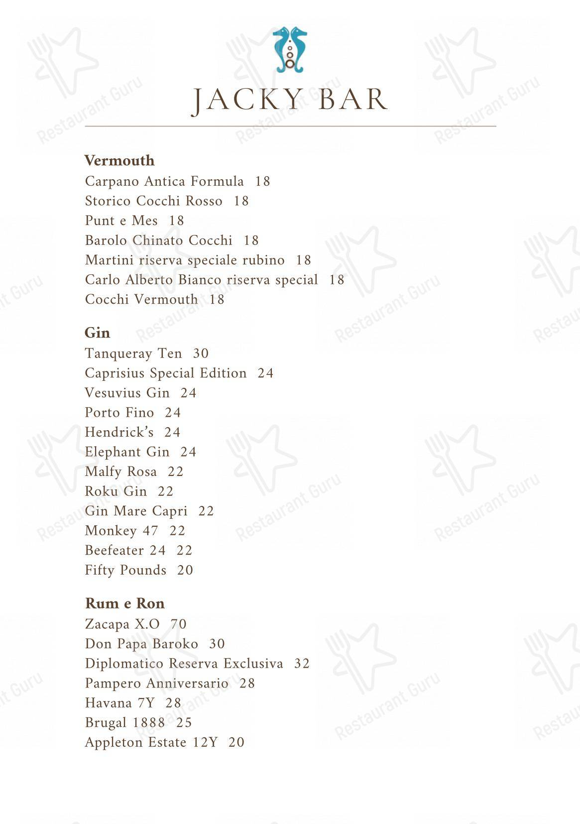 Menu per Jacky Bar in Capri
