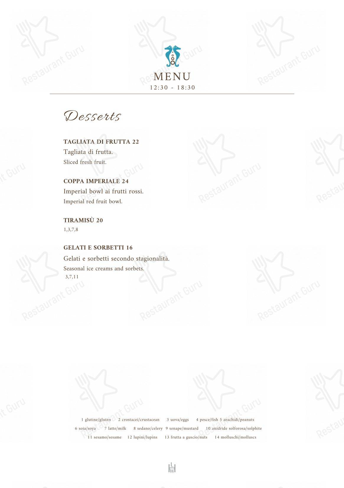 Jacky Bar in Capri - Menu bar