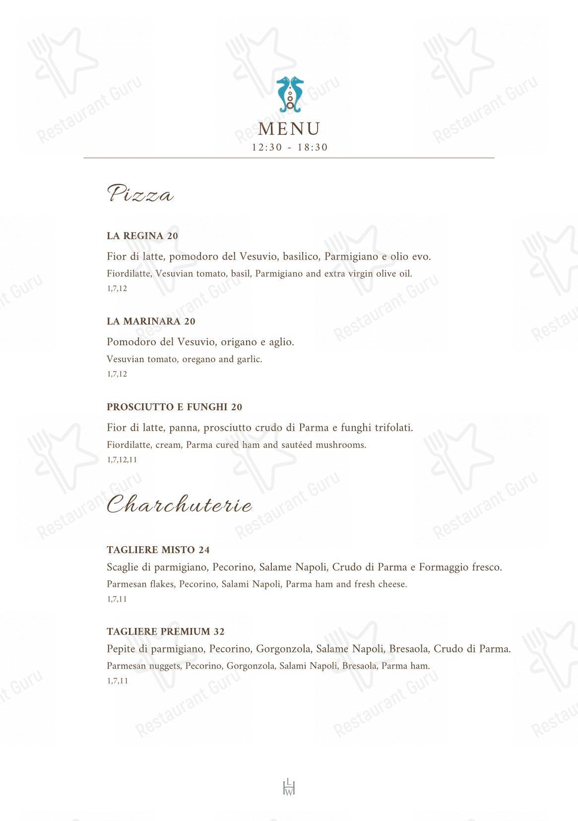 Jacky Bar in Capri - Menu bar