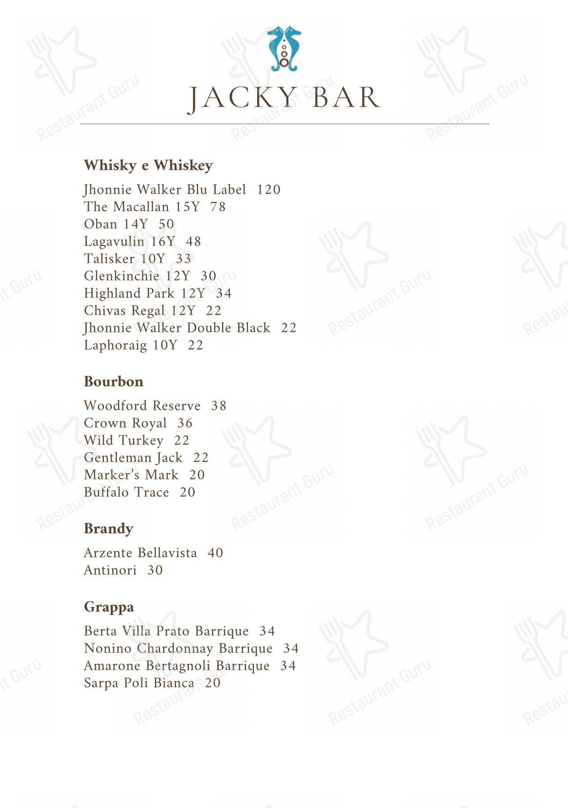 Menu per Jacky Bar pub & bar