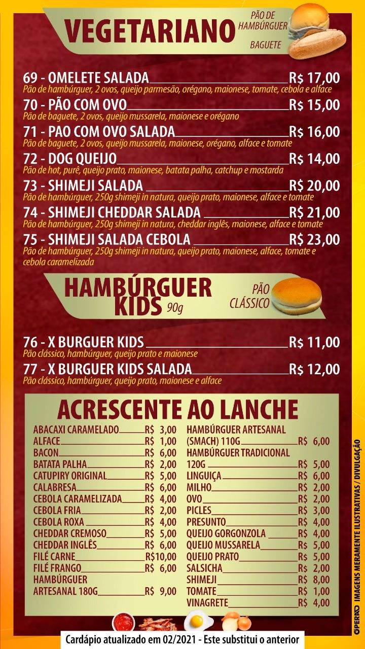 Jacoia lanches cardápio