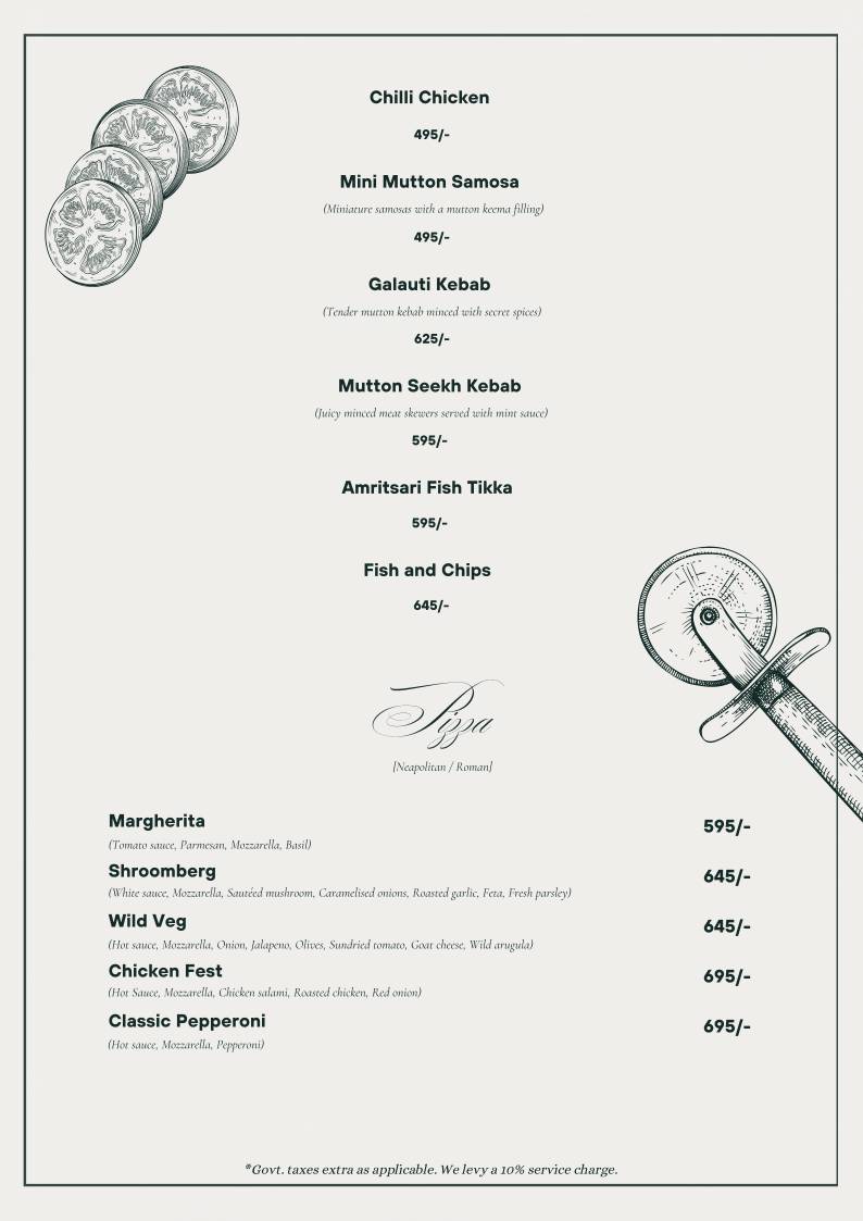 Savanna Sky Lounge & Bar menu