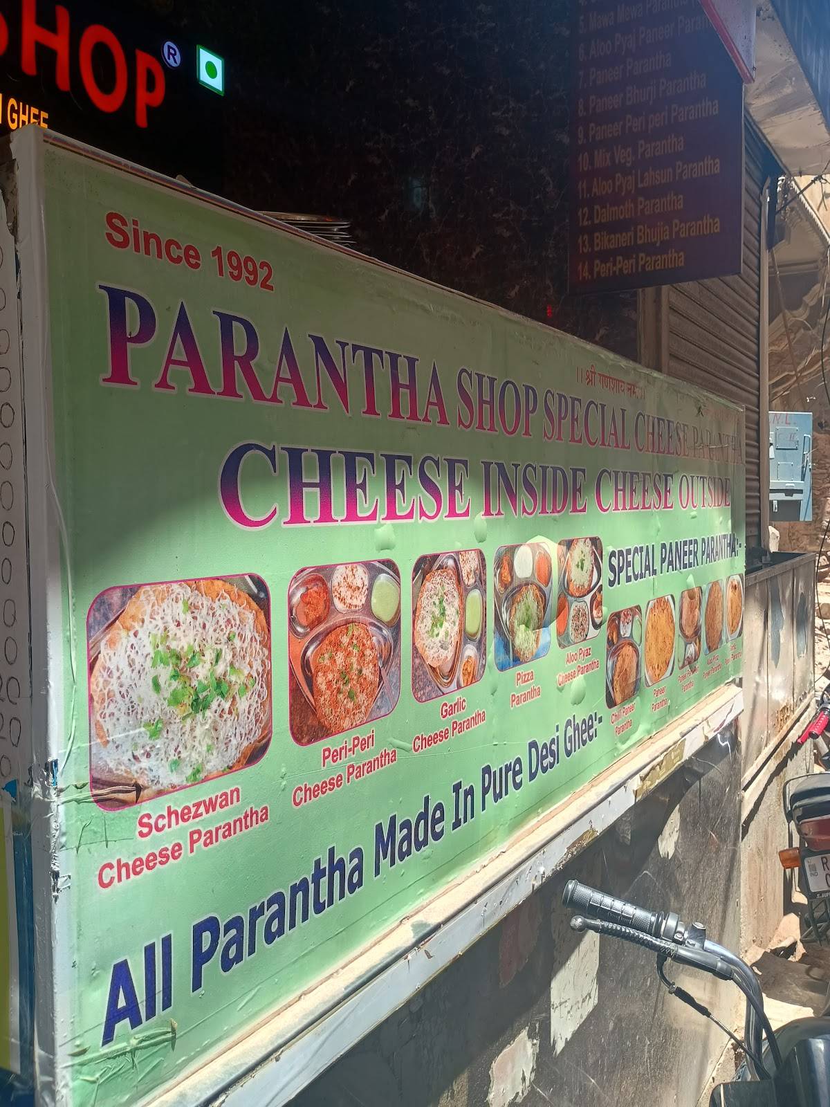 paratha shop menu