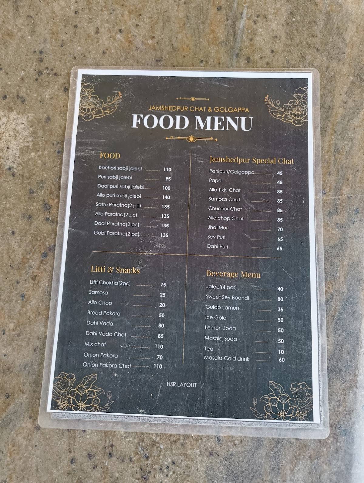 Jamshedpur Golgappa/panipuri and chat menu