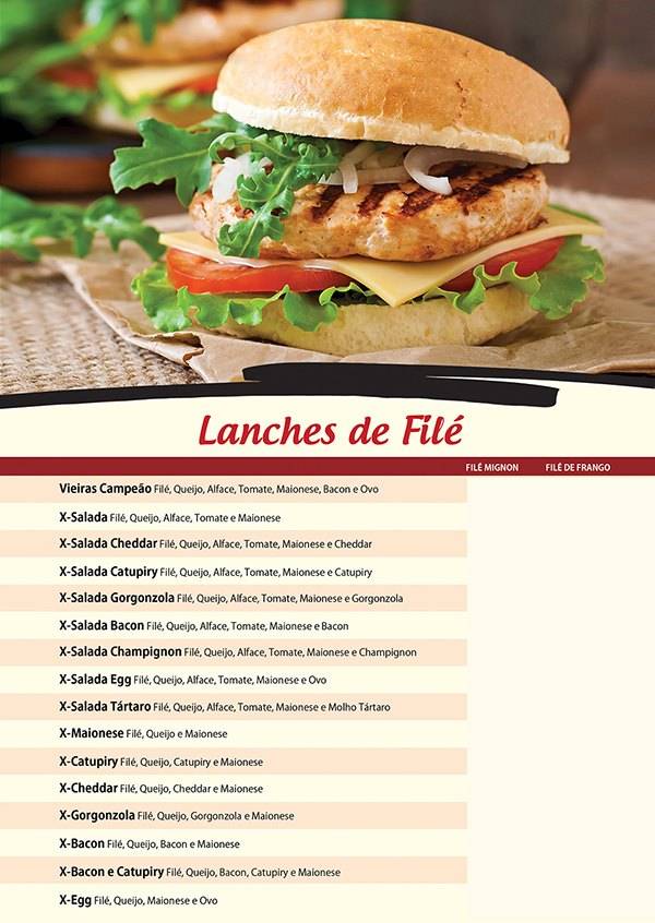 Restaurante Vieiras cardápio