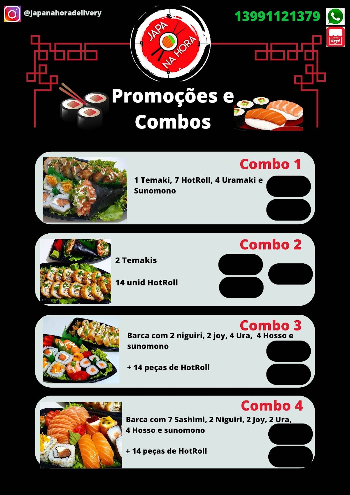 Japa na hora cardápio