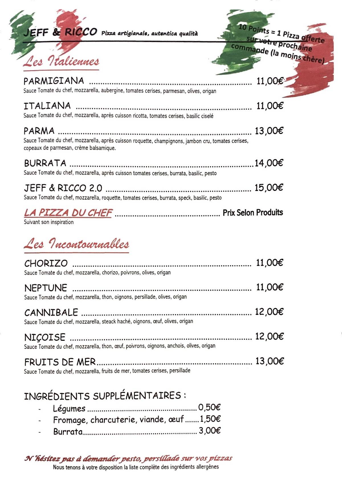 Menu de Jeff & Ricco