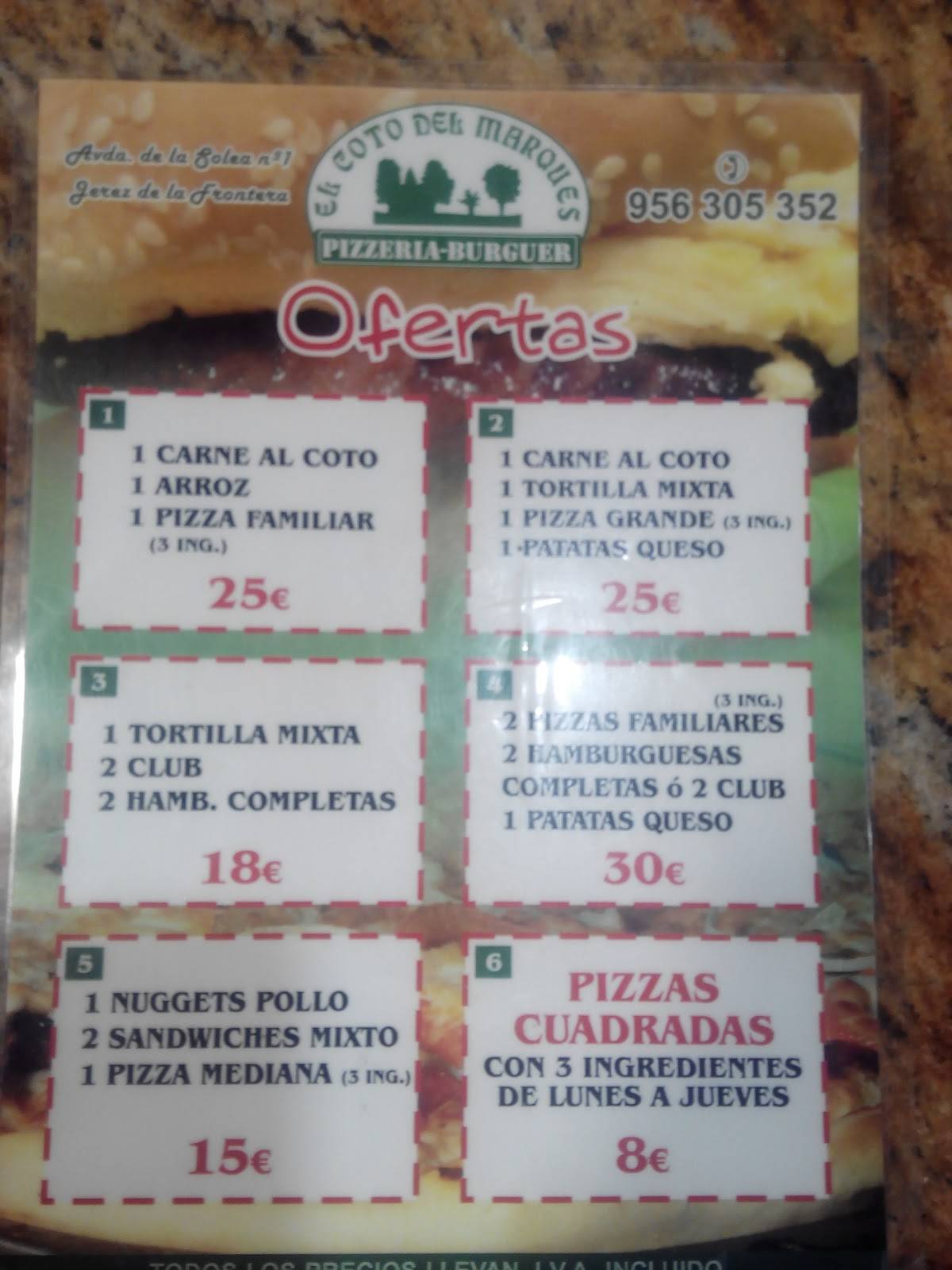 Carta Del Restaurante El Coto Del Marqués Jerez Del La Frontera