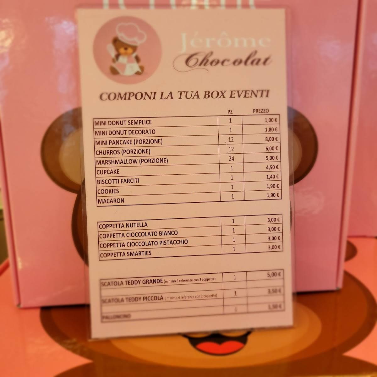 Menu di Jèrôme Chocolat 
