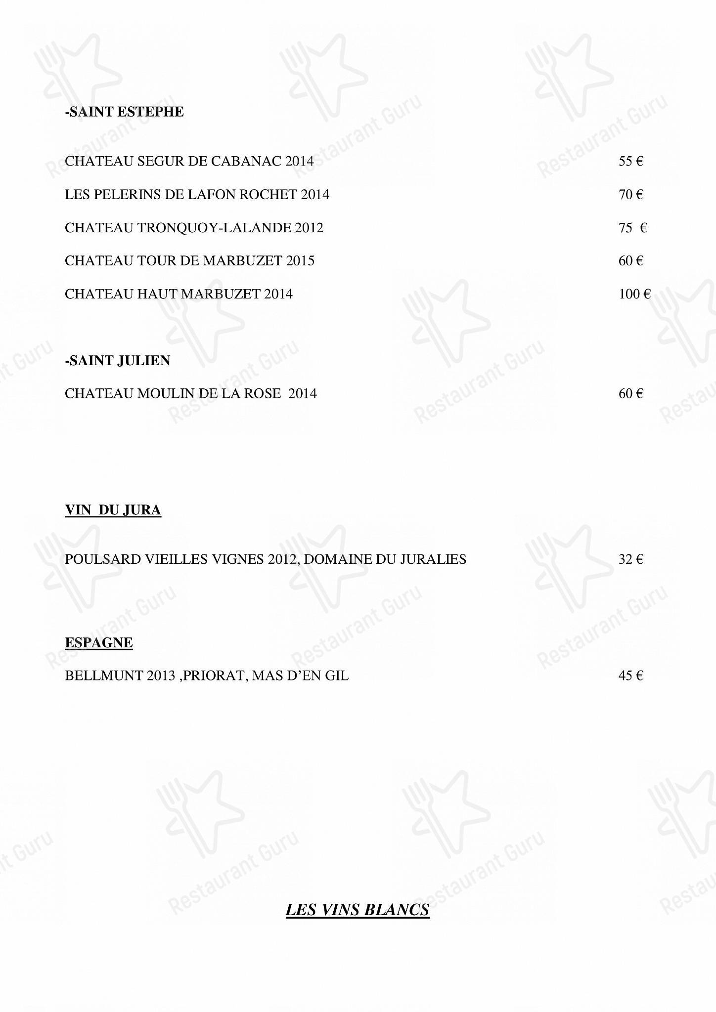 Menu pour Jeux2 Goûts Châteauroux - Group Booking Menu