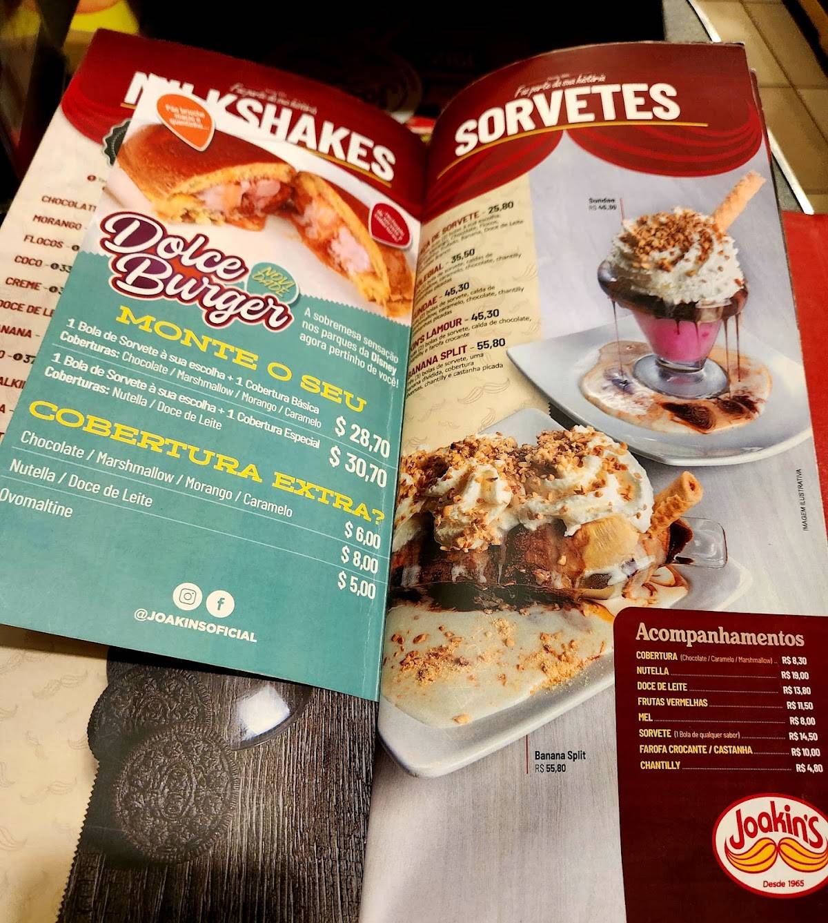 Joakins Hamburguer cardápio