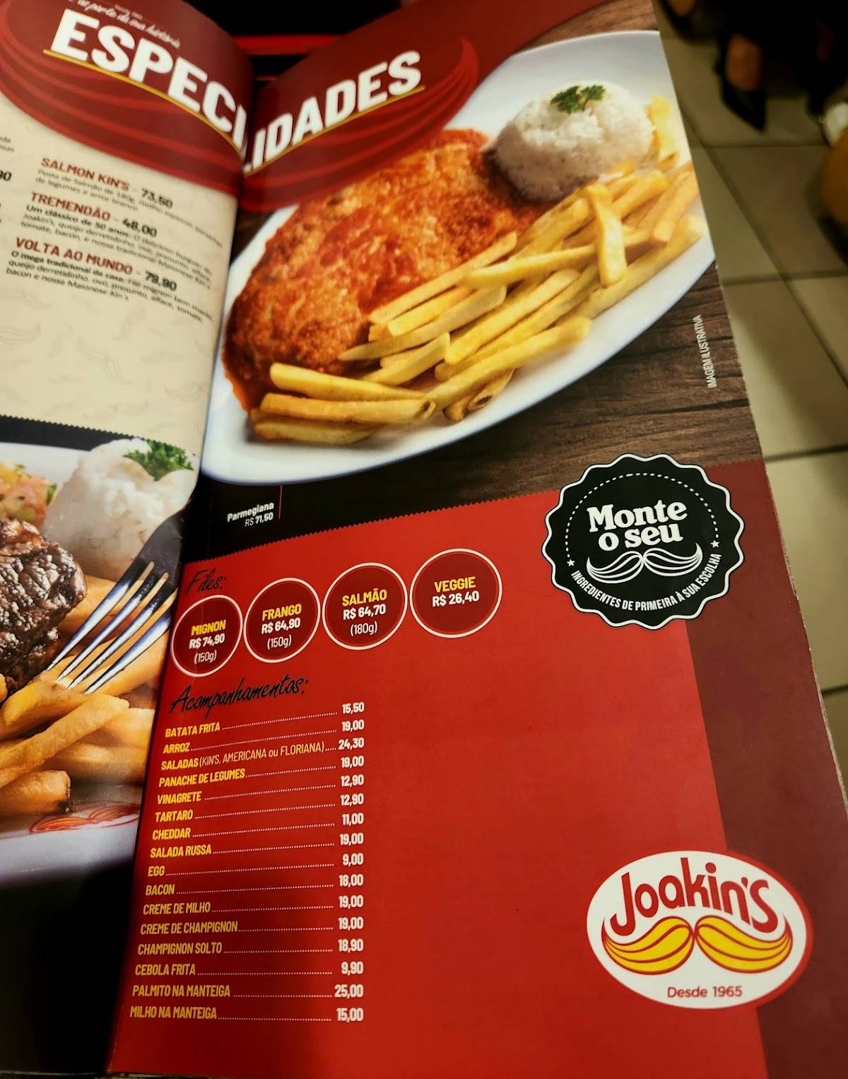 Joakins Hamburguer cardápio