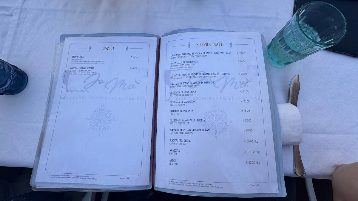 Menu di Jomá Restaurant Terrasini 