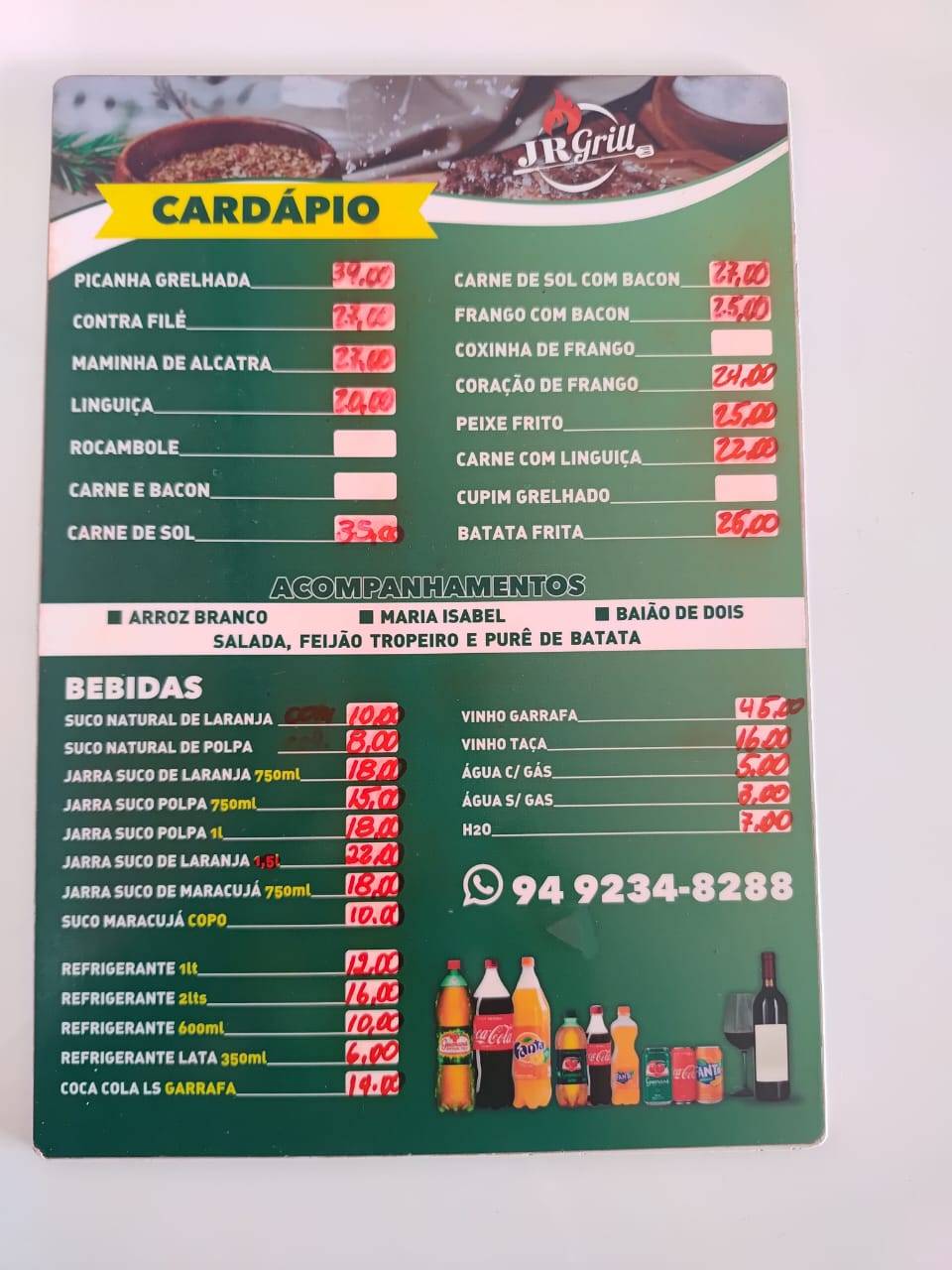Jr Grill Churrascaria cidade jardim cardápio