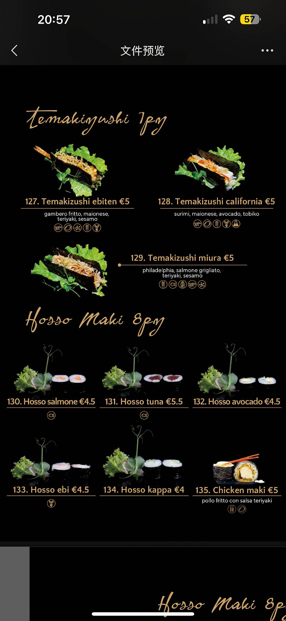 Menu di Kami Sushi 