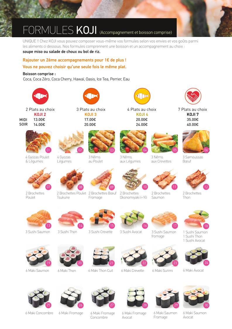Menu de KOJI