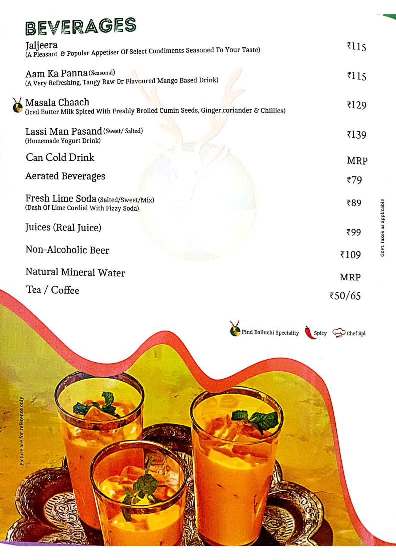 Pind Balluchi - Family Restaurant in Kanpur, Best Family Restaurant in kanpur menu