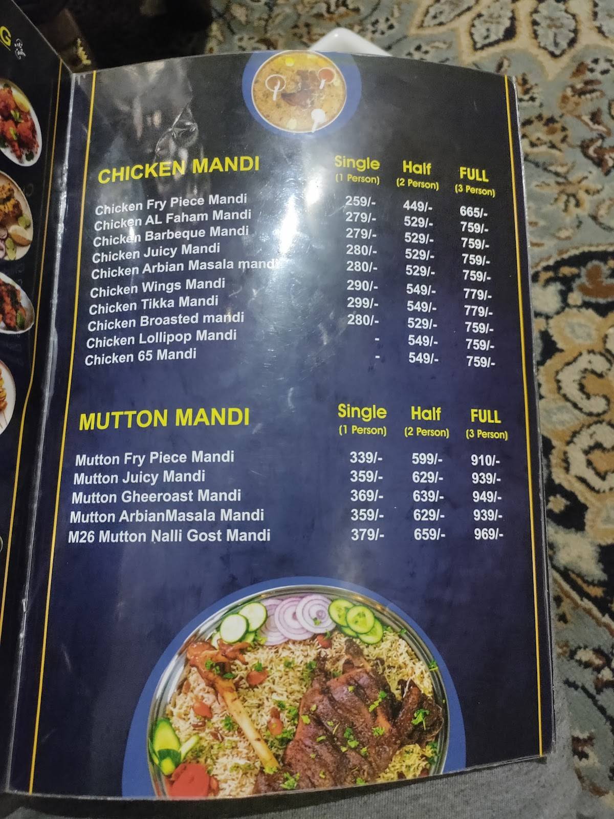 Mandi@26 Arabian Restaurant menu