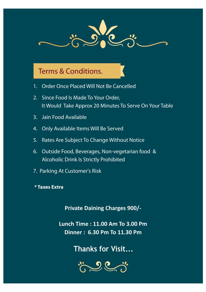 Kathiyawadi Jalsa menu