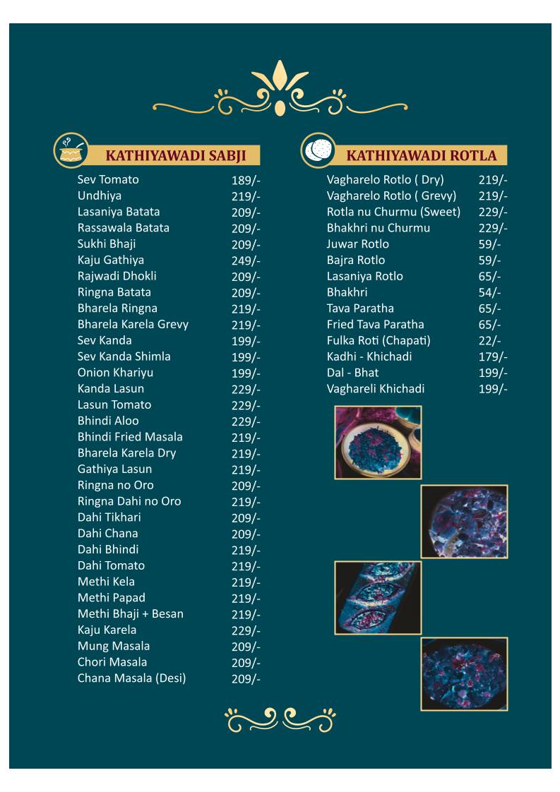 Kathiyawadi Jalsa menu