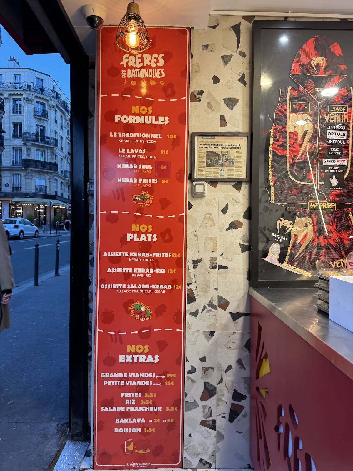 Menu de Kebab des Batignolles