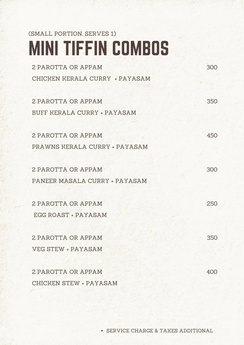 Kerala Cafe menu