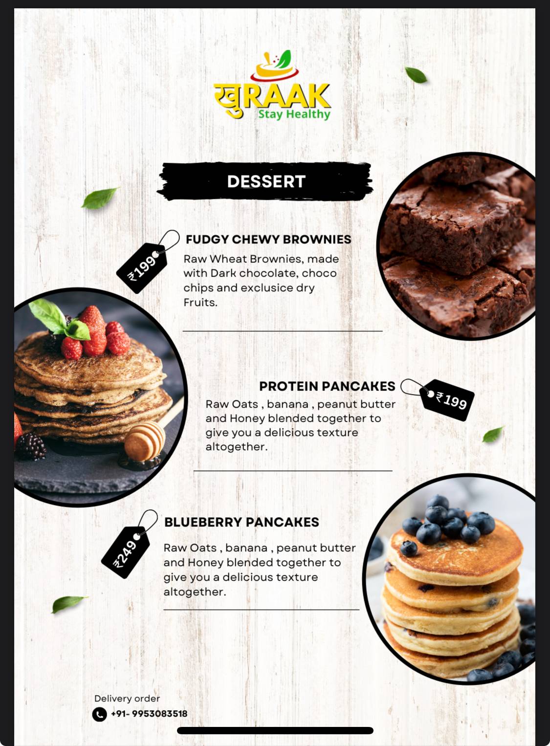 Khuraak Stay Healthy menu