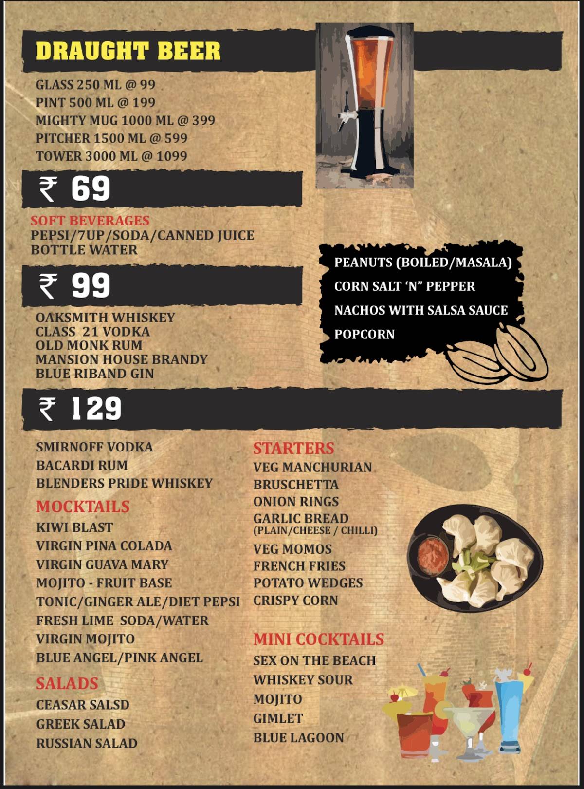 Menu at KiiK69 Sports Bar Gachibowli, Hyderabad