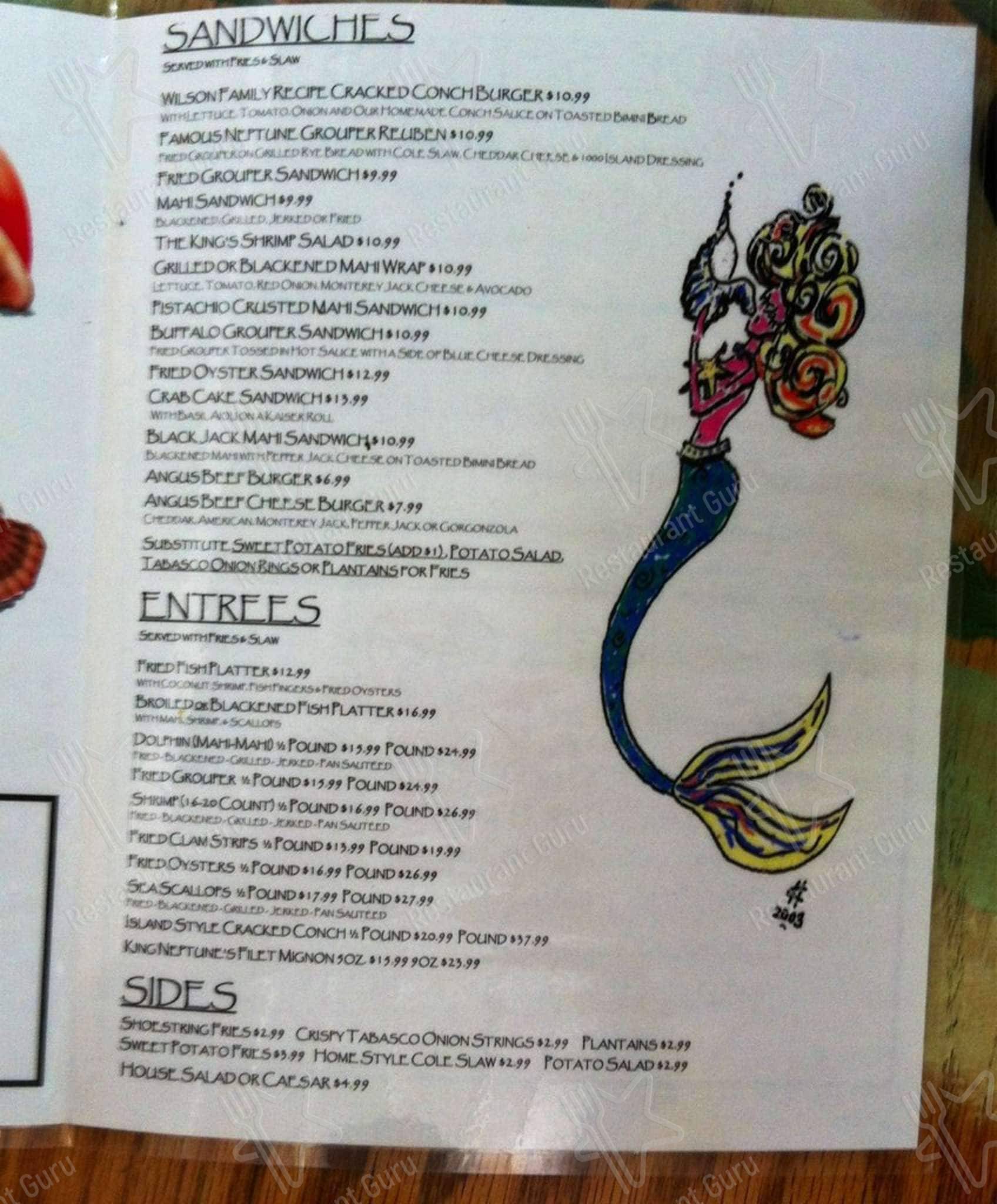 Menu at King Neptune Restaurant, Stuart