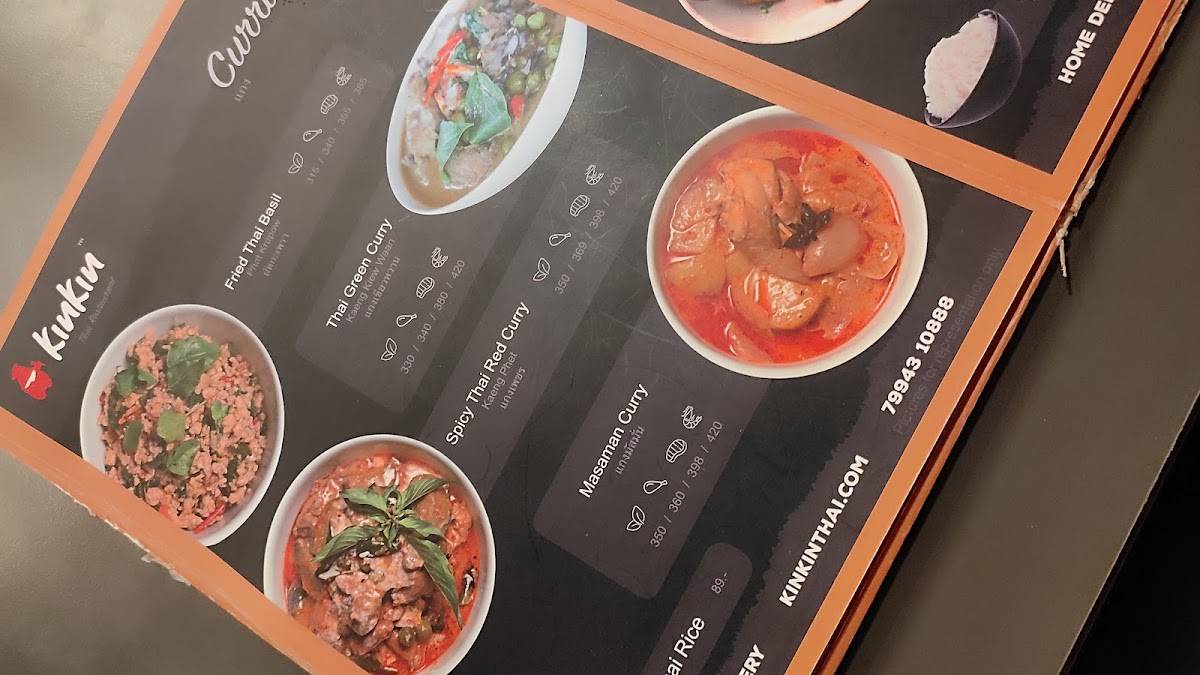 Kinkin Thai Restaurant menu