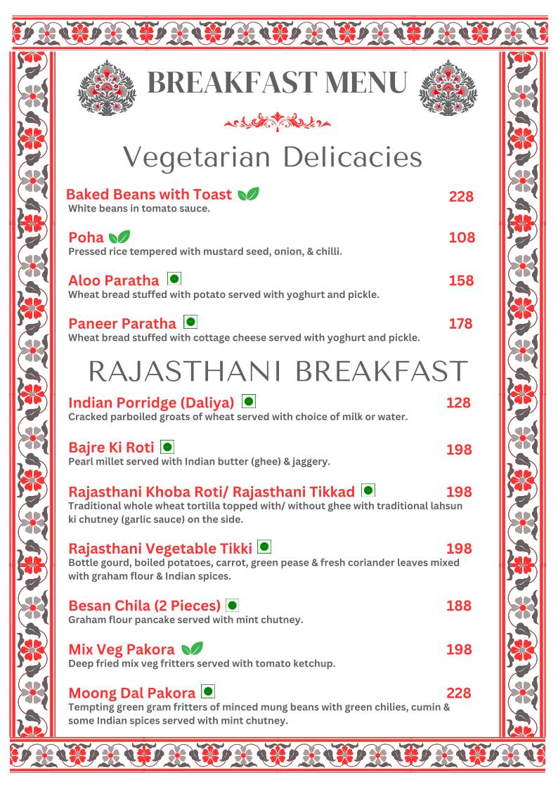 Kitchens of Mewar Restaurant menu