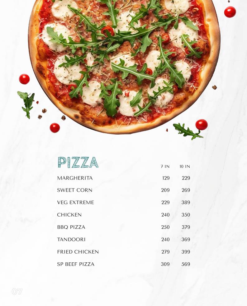 Kizza.cafe menu