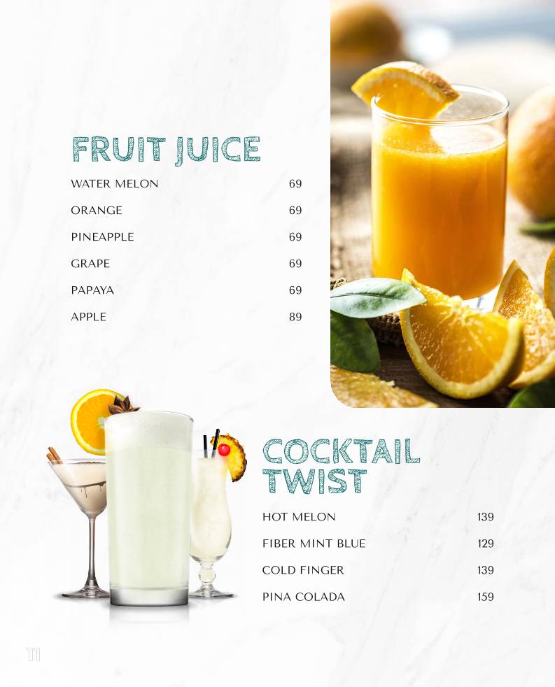 Kizza.cafe menu