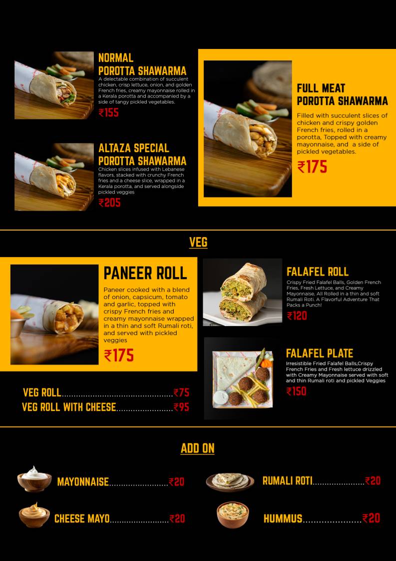 Al Taza - Edappally menu