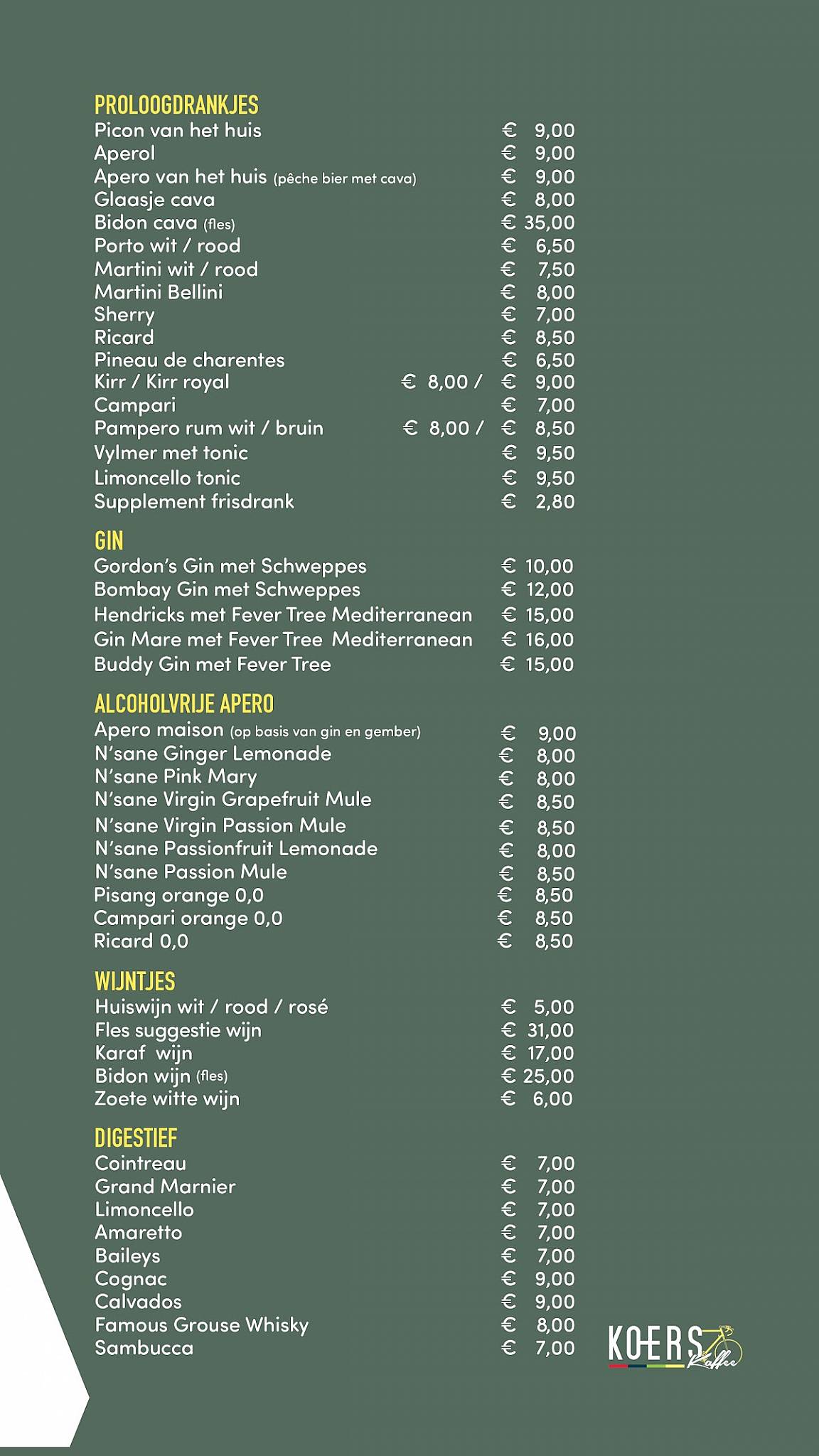 Menu de Koerskaffee