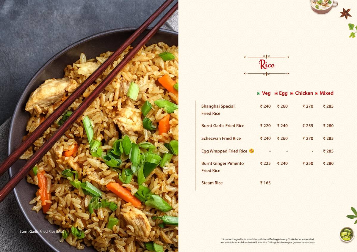 SHANGHAI - FLAVOURS OF CHINA TOWN (Salt Lake) menu