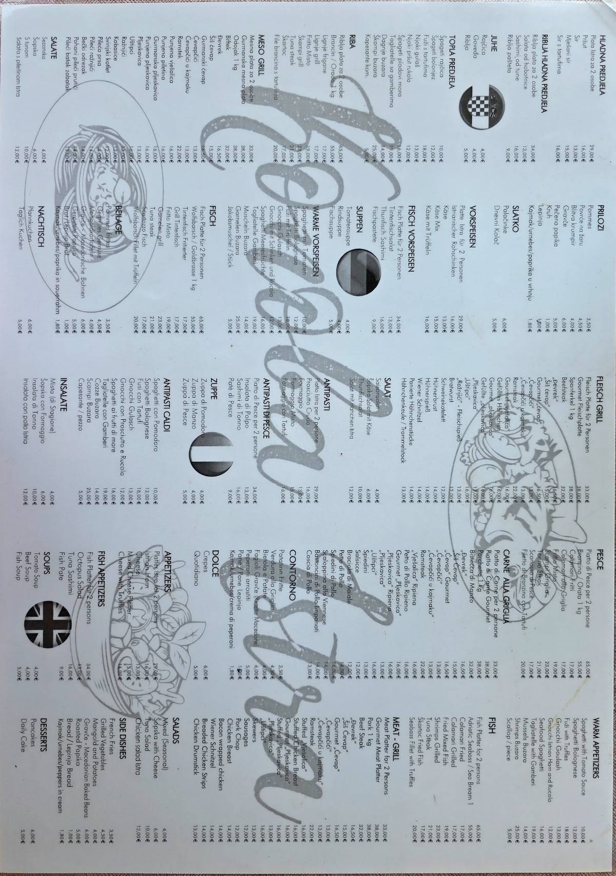 Menu di Konoba Istria 