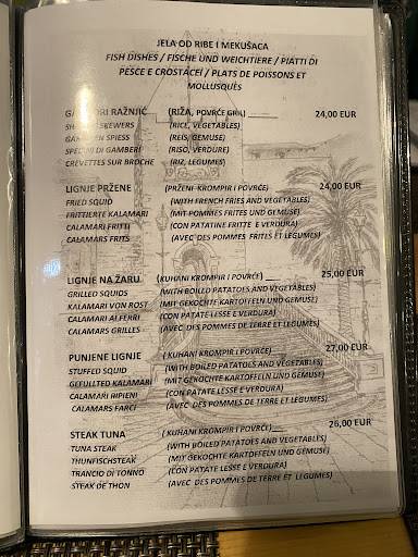 Menu di Konoba "Marco Polo" Old Town Korcula 