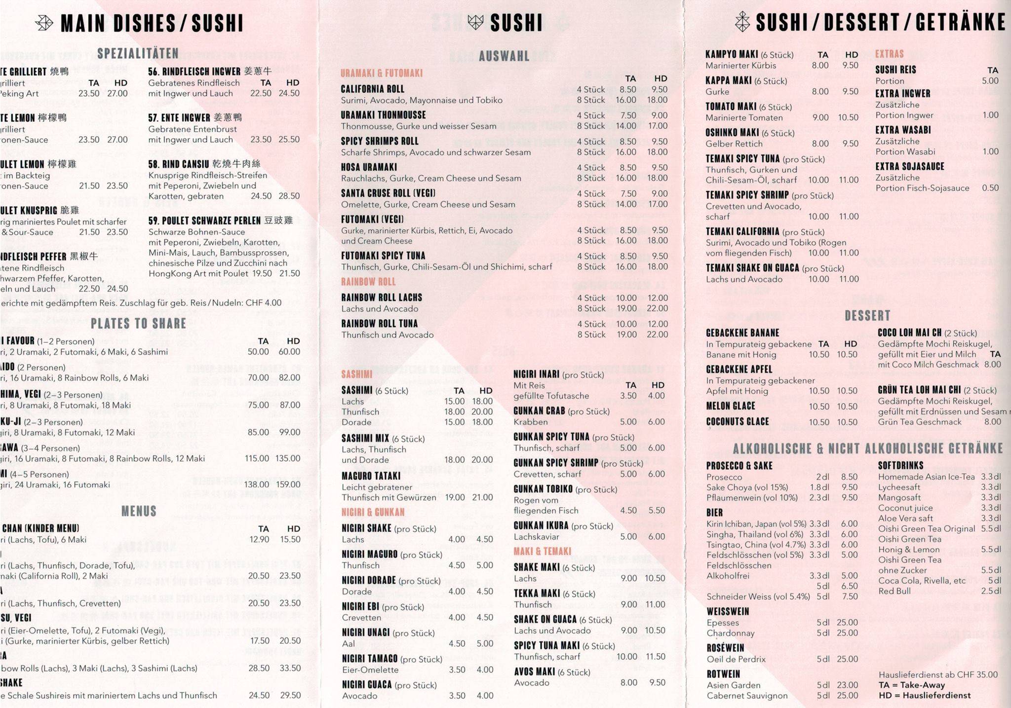 Menu di Konshi Restaurant- Asia kitchen & Sushi / 宫席酒楼 