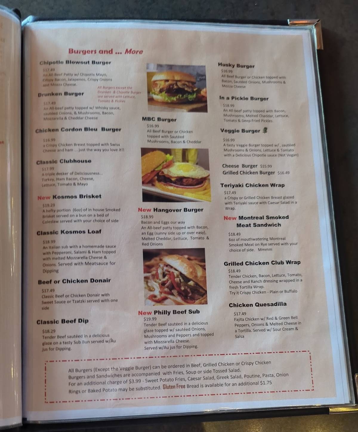Menu de Kosmos Restaurant & Lounge