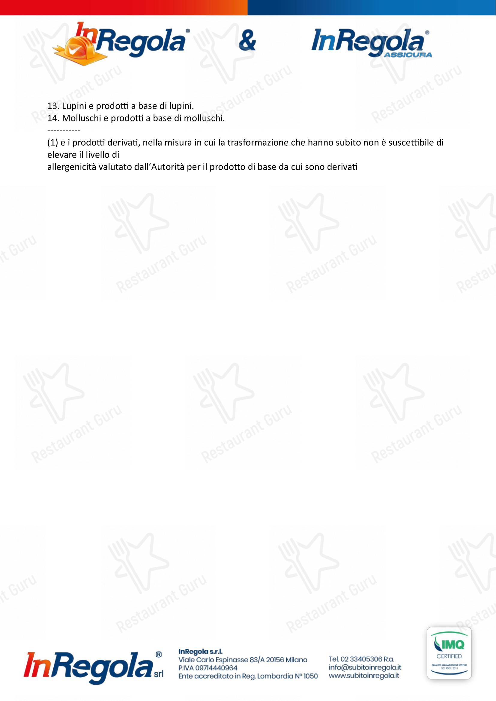 Menu per LA PATRONA in Milano