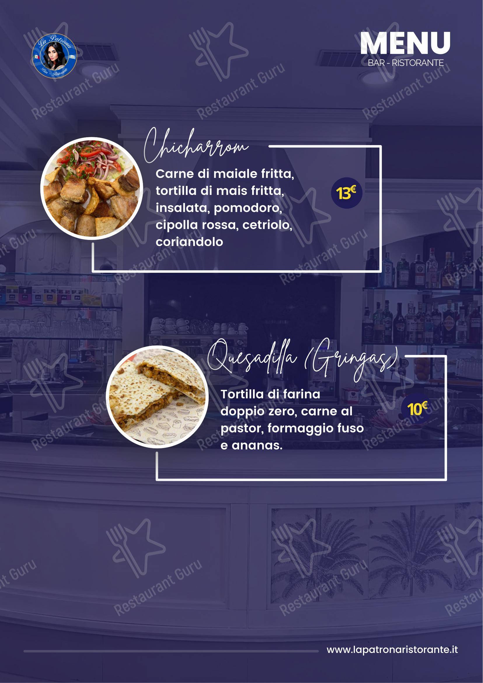 LA PATRONA in Milano - Menu