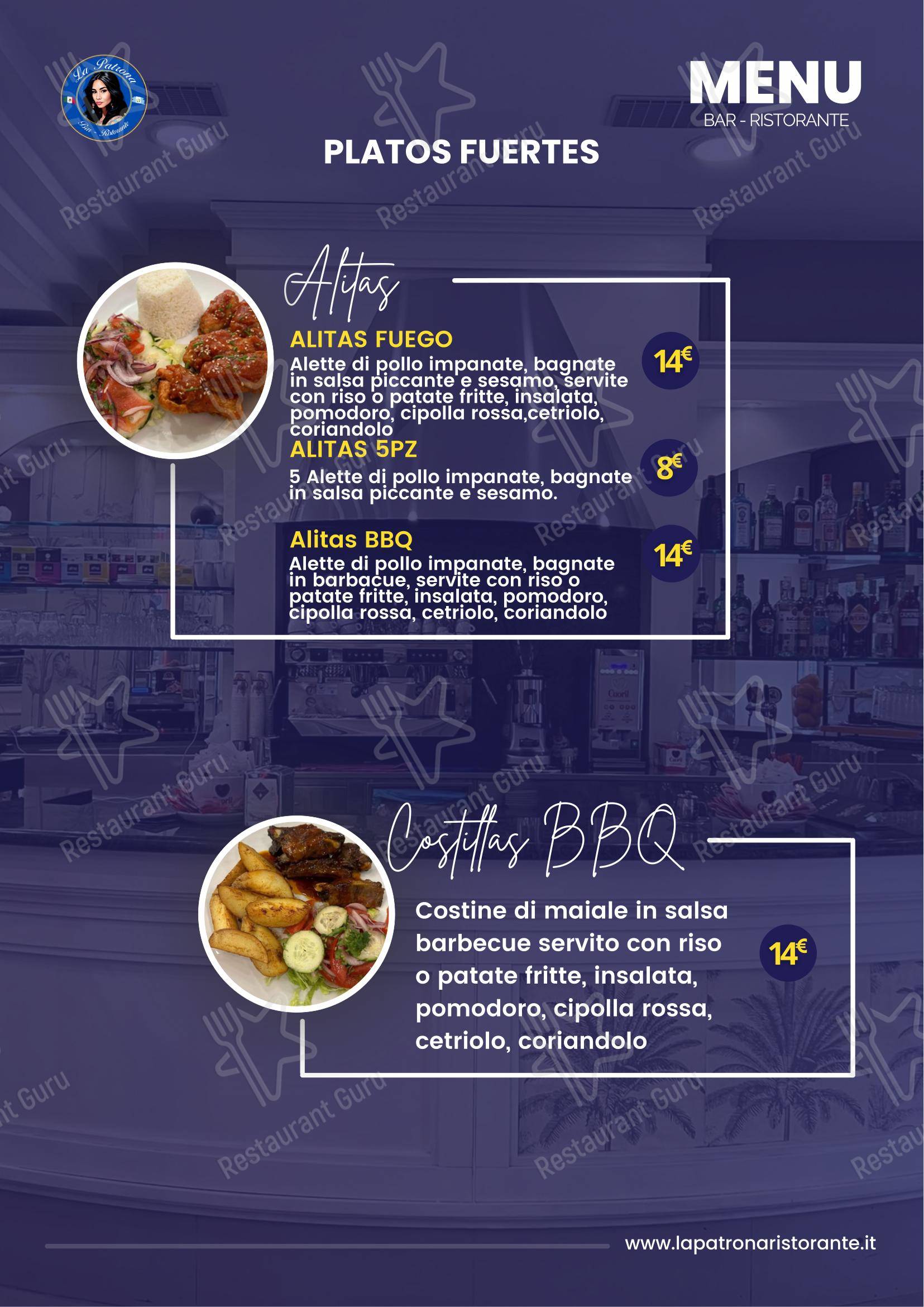 Menu per LA PATRONA ristorante