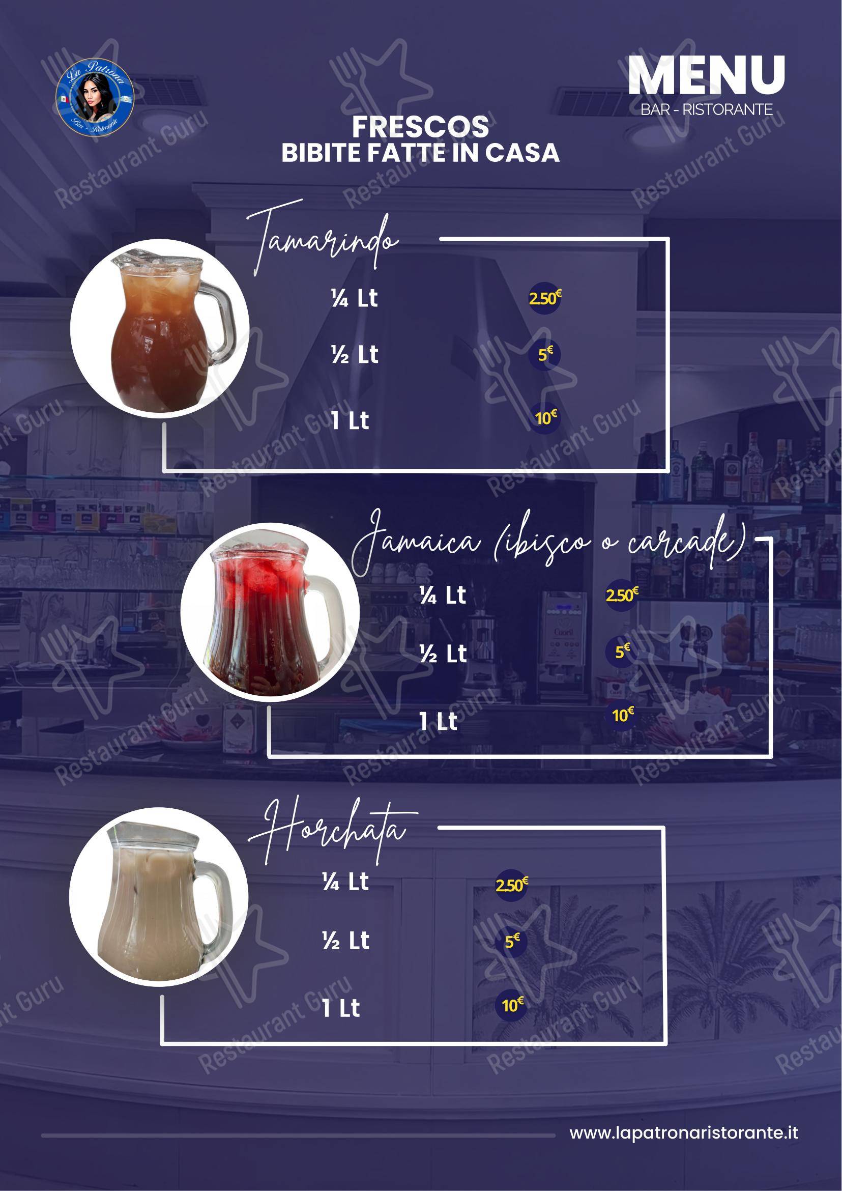 Menu per LA PATRONA in Milano