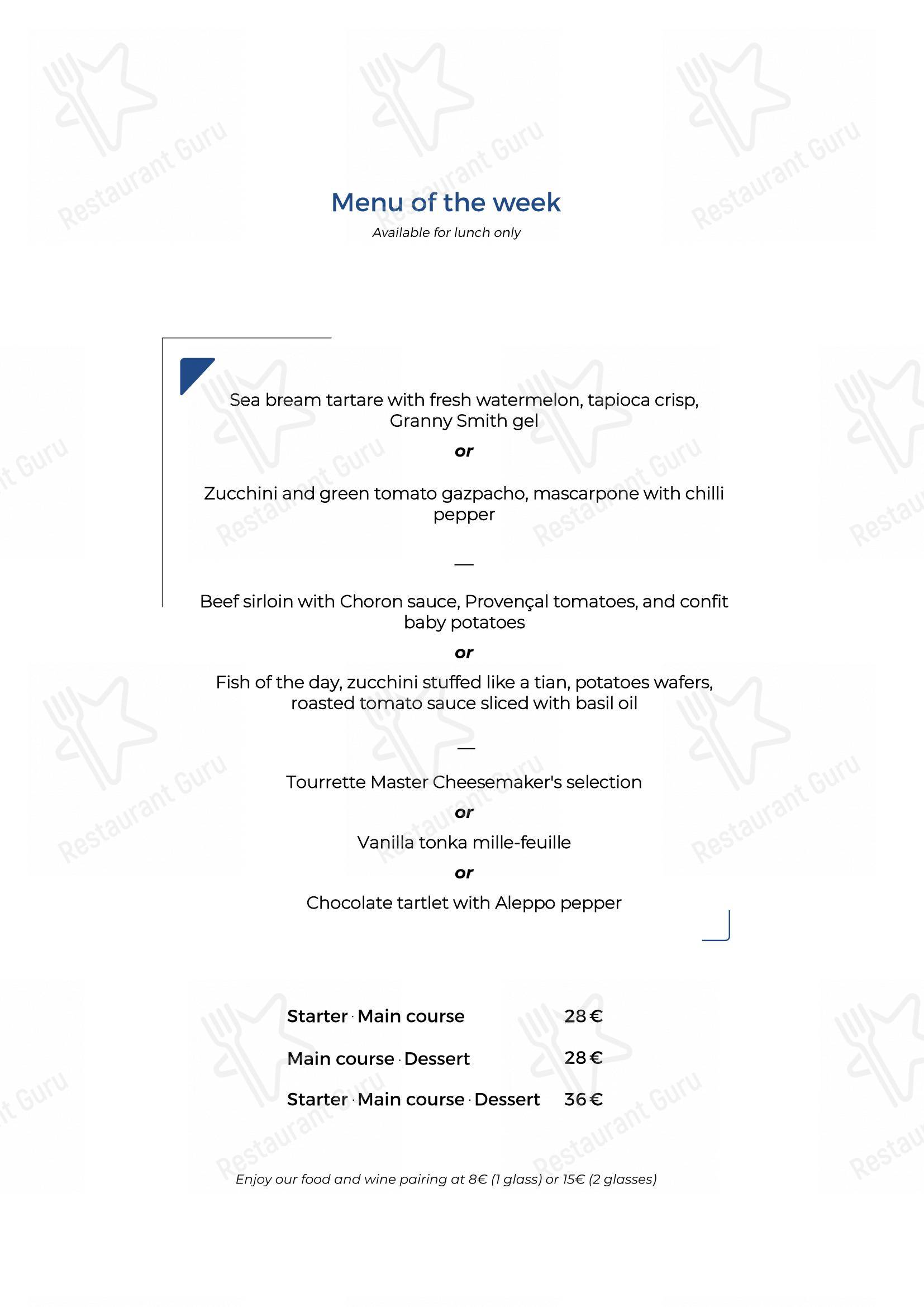 Menu pour L'Archipel - Menu